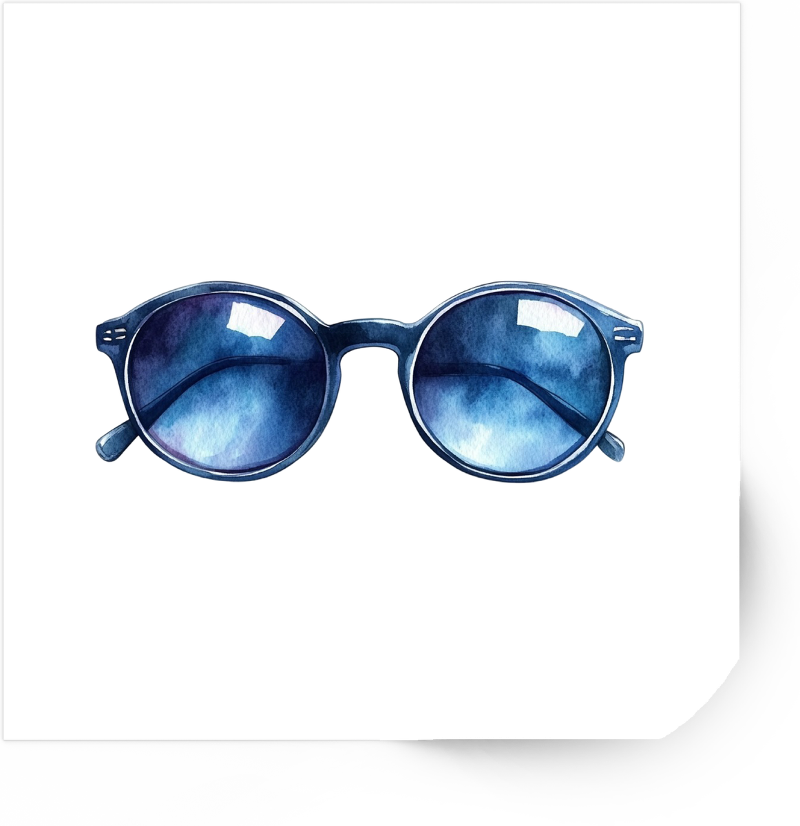Blue Round Sunglasses Sticker | Watercolor Retro Eyewear Vinyl Decal | Summer Beach Gift