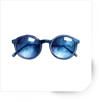 Thumbnail for Blue Round Sunglasses Sticker | Watercolor Retro Eyewear Vinyl Decal | Summer Beach Gift