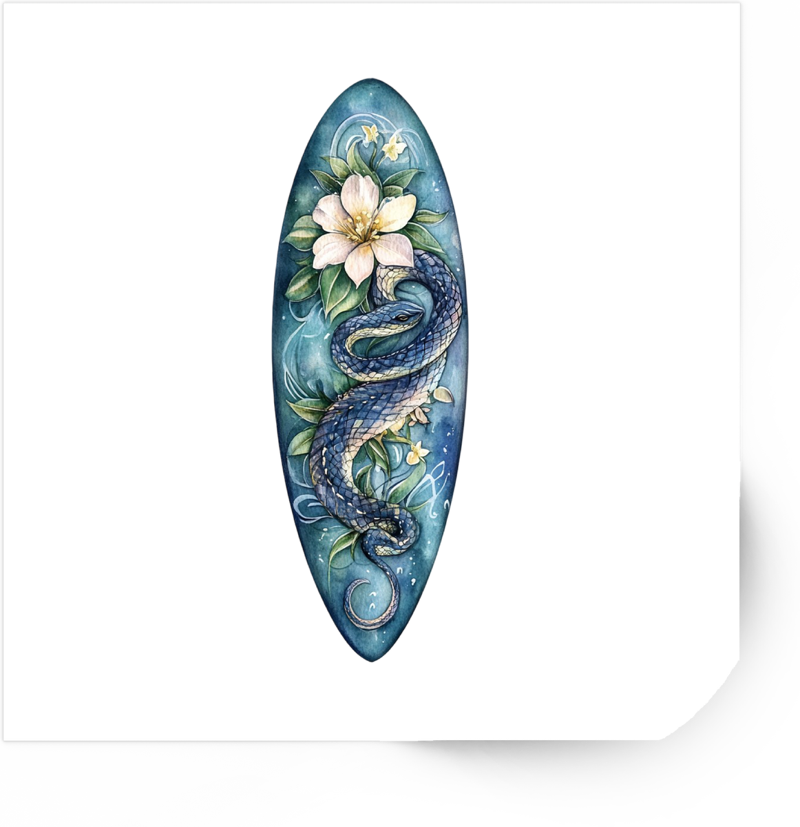 Mystic Dragon Lily Sticker | Watercolor Serpent Floral Vinyl Decal | Fantasy Art Gift