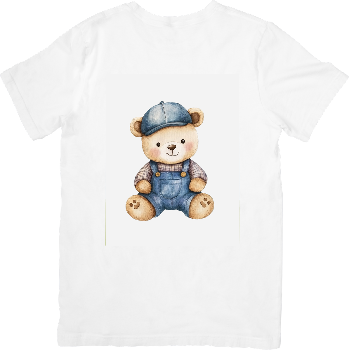 Teddy Bear In Overalls T-Shirt | Cute Watercolor Nursery Graphic Tee | Baby Kids Gift