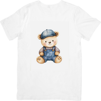 Thumbnail for Teddy Bear In Overalls T-Shirt | Cute Watercolor Nursery Graphic Tee | Baby Kids Gift