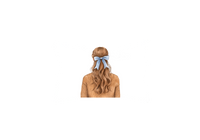 Thumbnail for Blue Bow Hair Girl Throw Pillow | Cozy Watercolor Back View Decorative Pillow | Feminine Room Gift
