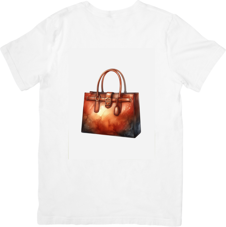 Luxury Leather Handbag T-Shirt | Fiery Glam Tote Graphic Tee | Fashionista Gift
