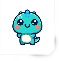 Thumbnail for Kawaii Baby Dinosaur Sticker | Cute Teal Dino Vinyl Decal | Kids Cartoon Gift