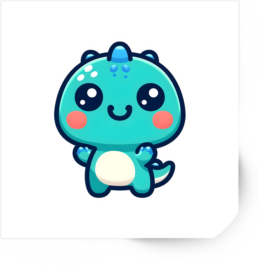 Kawaii Baby Dinosaur Sticker | Cute Teal Dino Vinyl Decal | Kids Cartoon Gift