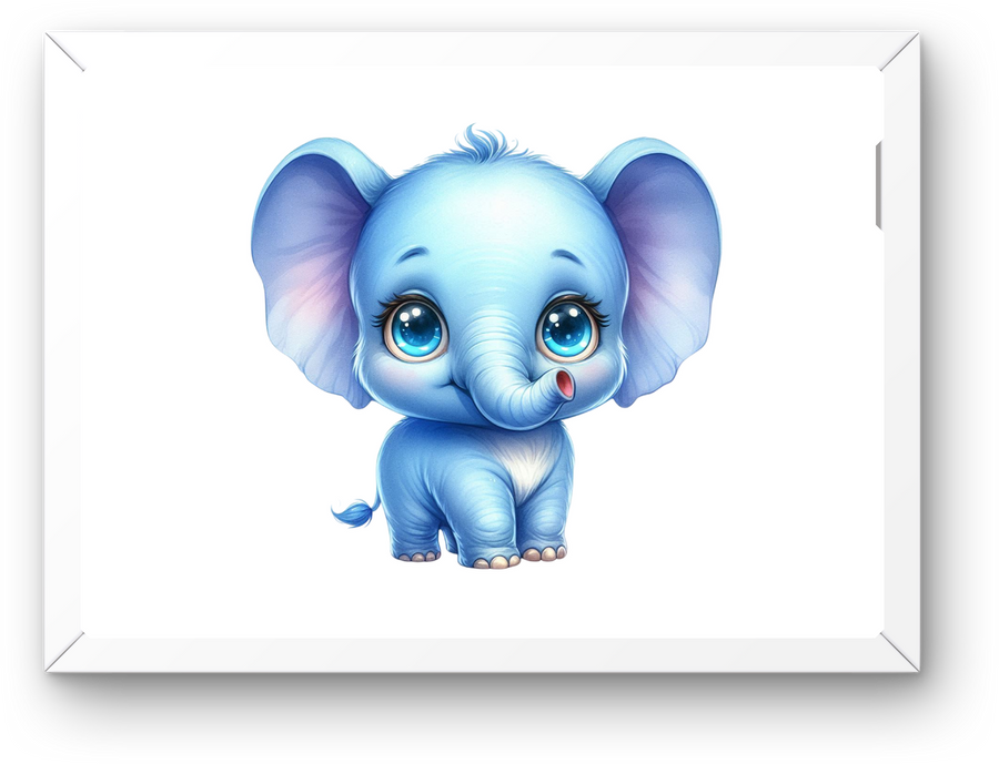 Cute Baby Elephant Wall Art | Big-Eyed Cartoon Nursery Print | Kids Room Gift