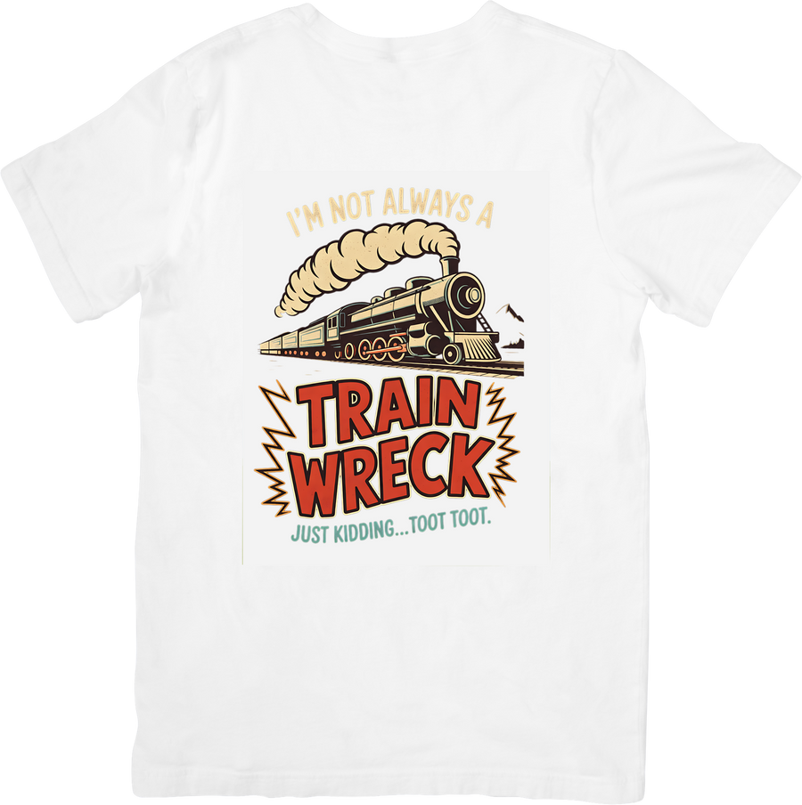 Train Wreck Just Kidding T-Shirt | Funny Retro Locomotive Graphic Tee