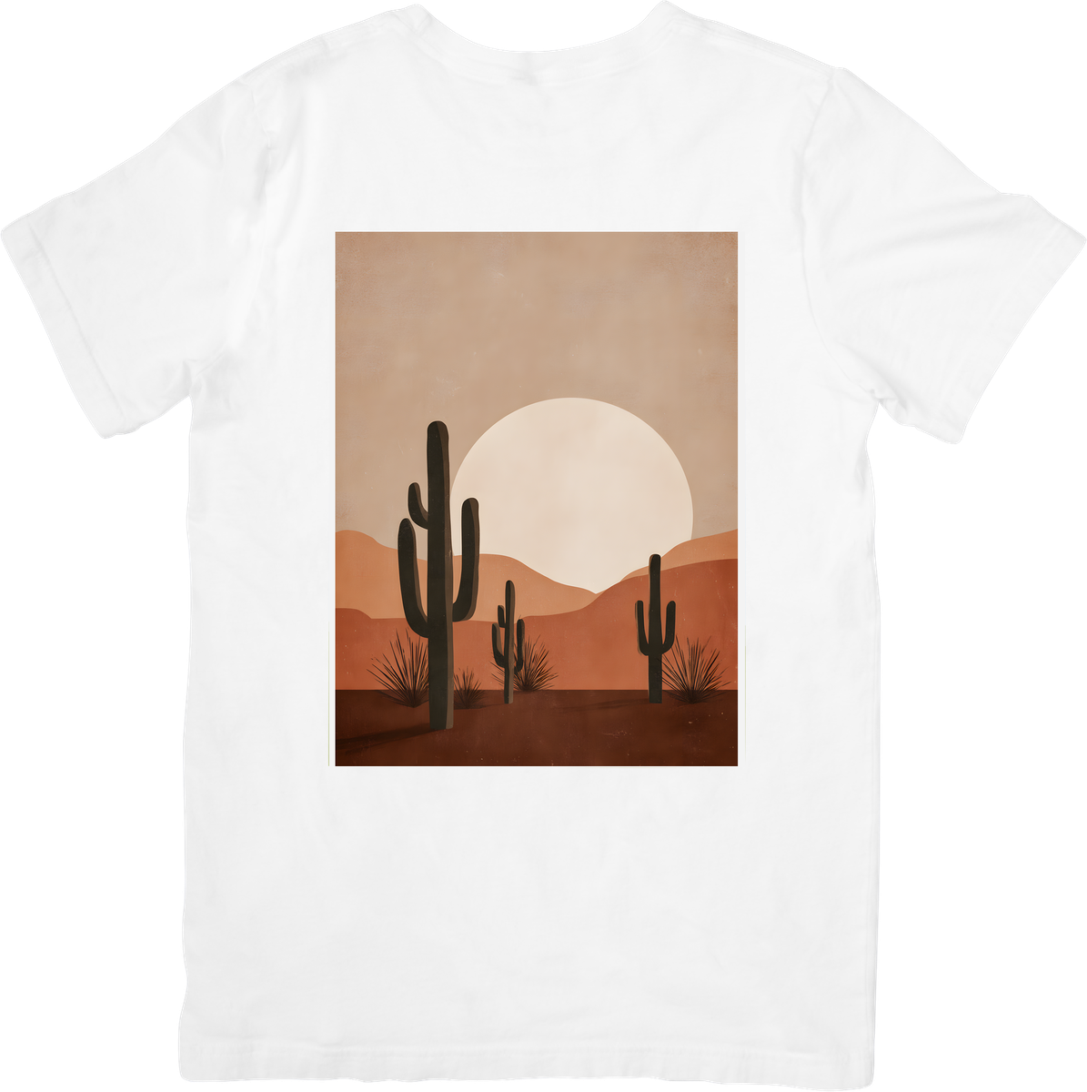 Desert Cactus Sunset T-Shirt | Boho Minimalist Landscape Graphic Tee | Southwest Nature Gift