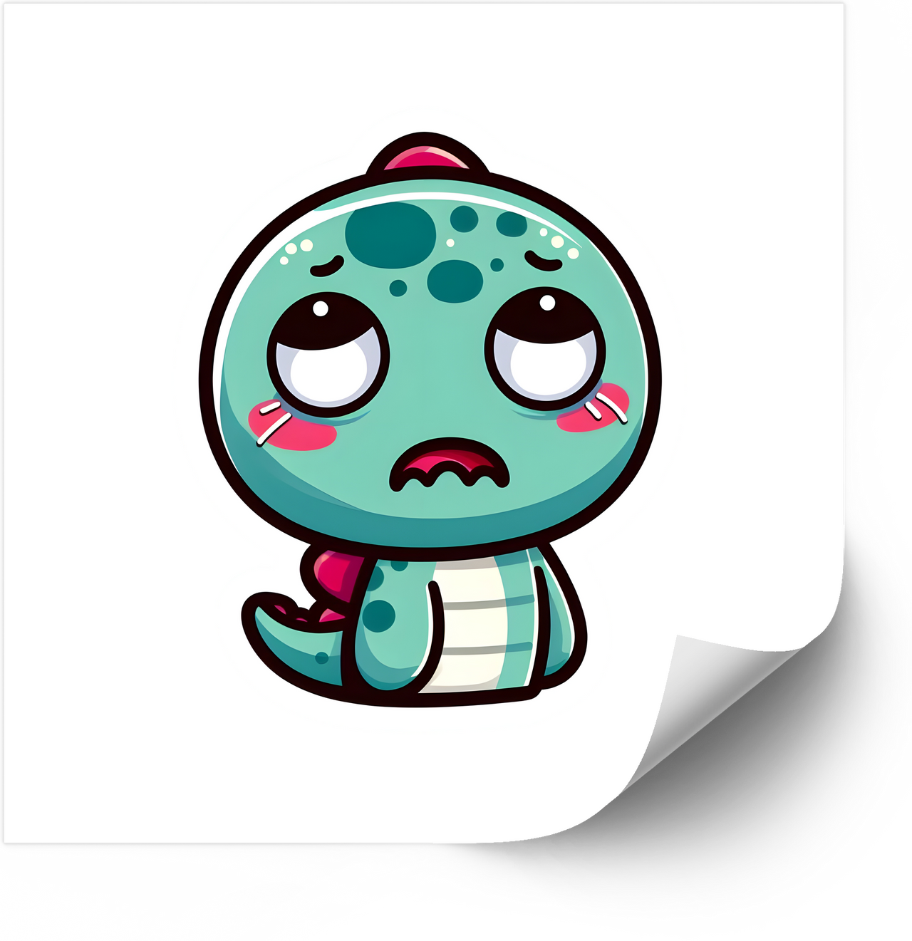 Sad Kawaii Snake Sticker | Cute Funny Reptile Vinyl Decal