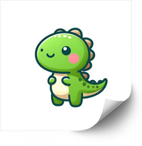 Thumbnail for Cute Cartoon Dinosaur Sticker | Kawaii Green T-Rex Vinyl Decal | Kids Dino Gift