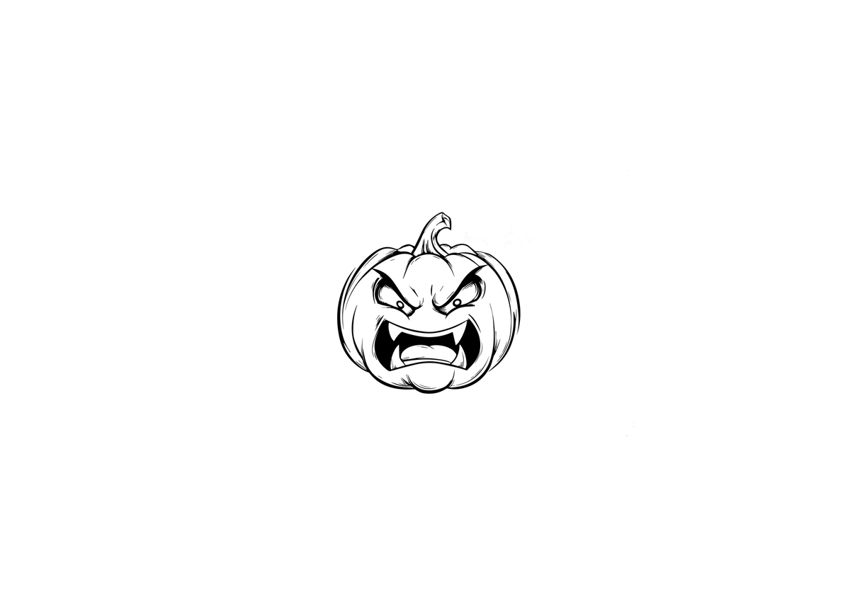 Angry Pumpkin Face Throw Pillow | Spooky Halloween Sketch Decorative Pillow | Fall Decor Gift