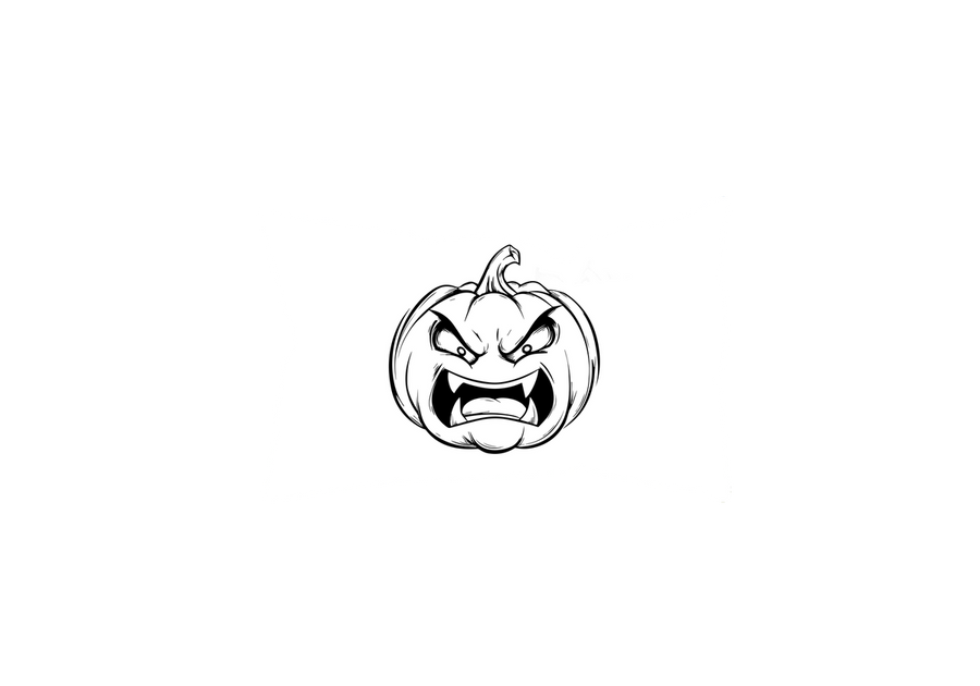 Angry Pumpkin Face Throw Pillow | Spooky Halloween Sketch Decorative Pillow | Fall Decor Gift