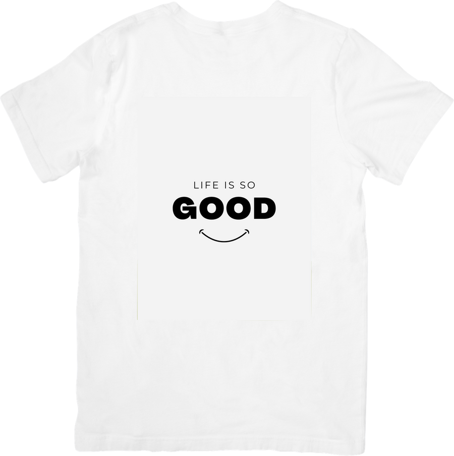 Life Is So Good T-Shirt | Minimalist Smiley Quote Graphic Tee | Positive Vibes Gift
