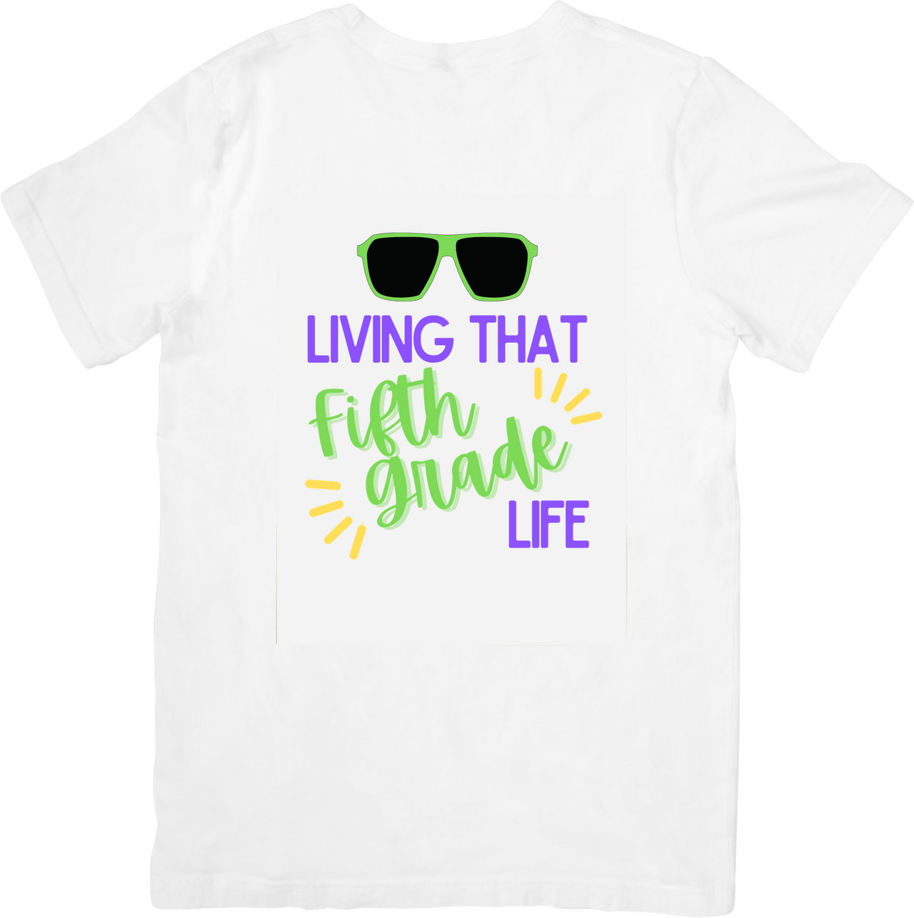 Living That Fifth Grade Life T-Shirt | Funny Colorful School Sunglasses Graphic Tee | Teacher Gift