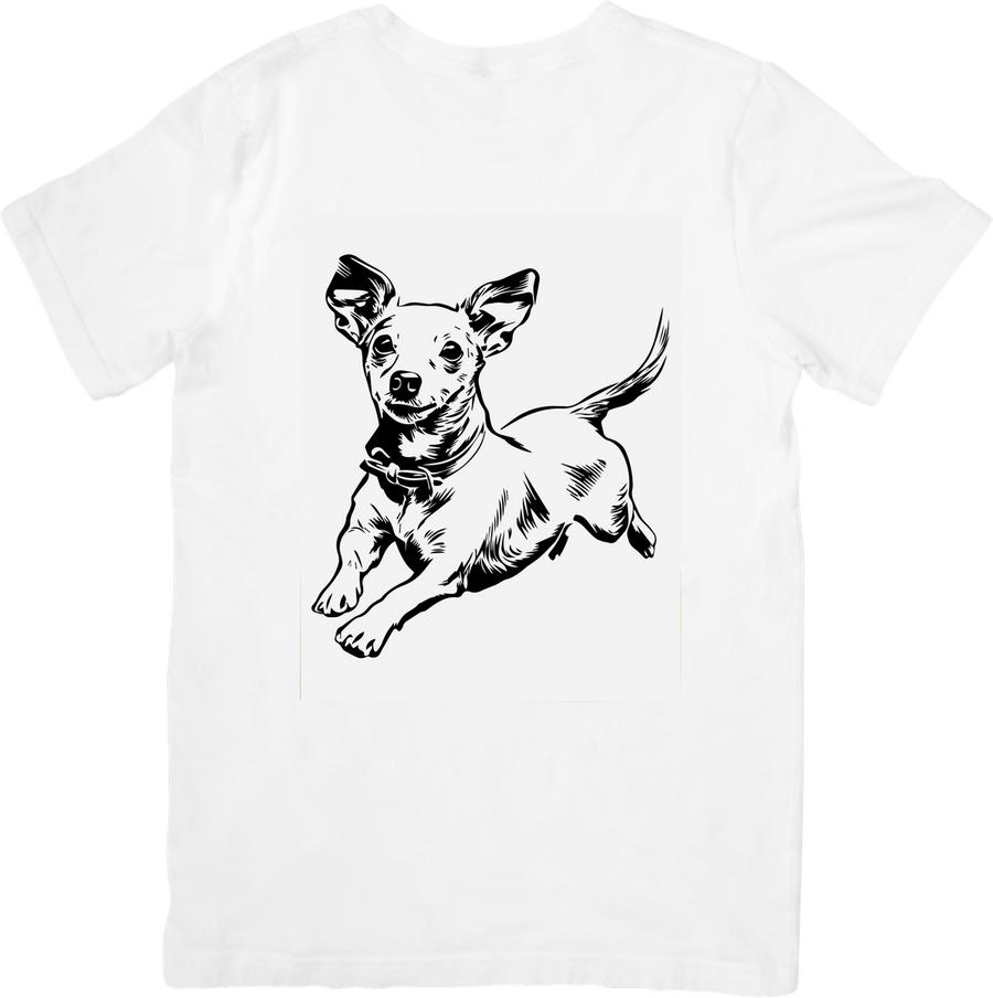 Running Chihuahua Dog T-Shirt | Bold Black Ink Sketch Graphic Tee | Dog Lover Gift