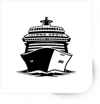 Thumbnail for Cruise Ship Sticker | Bold Black & White Ocean Liner Vinyl Decal | Travel Cruise Gift