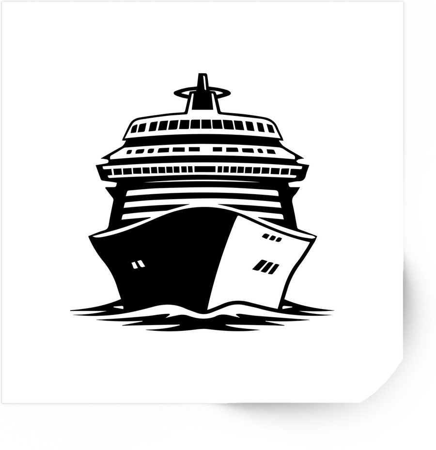 Cruise Ship Sticker | Bold Black & White Ocean Liner Vinyl Decal | Travel Cruise Gift
