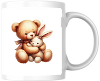 Thumbnail for Teddy Bear Hugging Bunny Mug | Cute Watercolor Friends Coffee Mug | Kids Nursery Gift