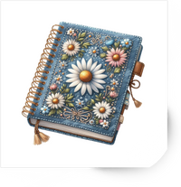 Thumbnail for Floral Daisy Journal Sticker | Embroidered Look Notebook Vinyl Decal | Stationery Lover Gift