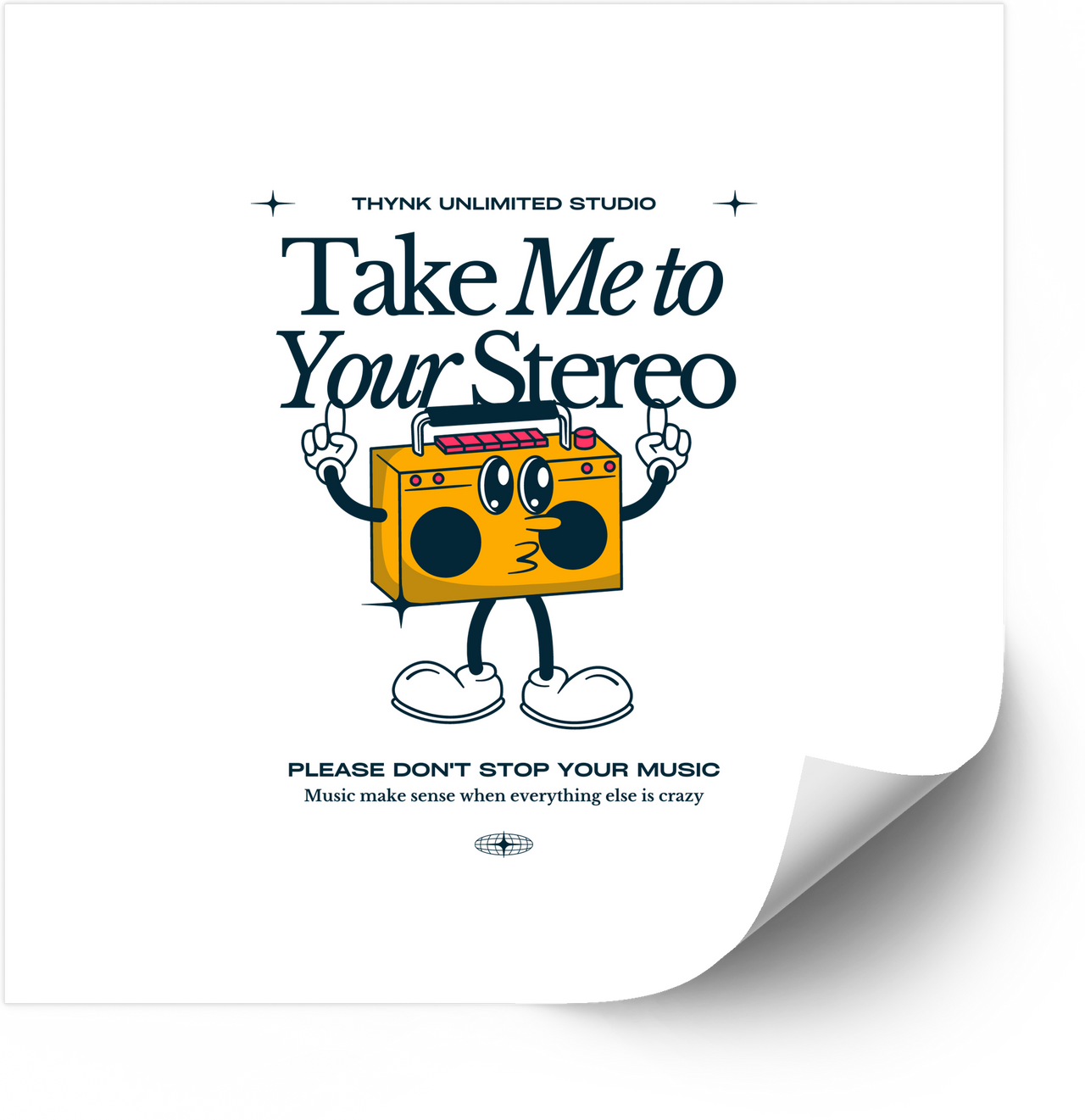 Take Me To Your Stereo Boombox Sticker | Retro Y2K Music Vinyl Decal