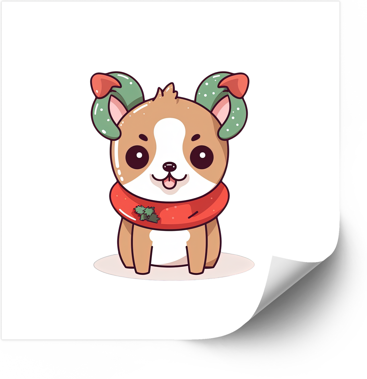 Christmas Puppy Sticker | Kawaii Holiday Dog Santa Hat Vinyl Decal