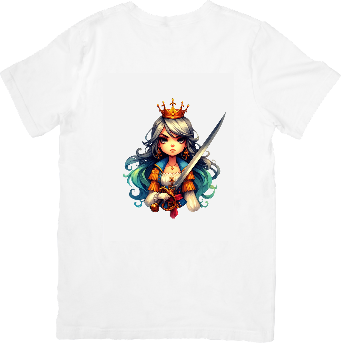 Warrior Queen T-Shirt | Fantasy Crowned Princess with Sword Graphic Tee | Anime Fantasy Gift
