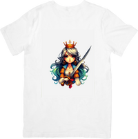 Thumbnail for Warrior Queen T-Shirt | Fantasy Crowned Princess with Sword Graphic Tee | Anime Fantasy Gift