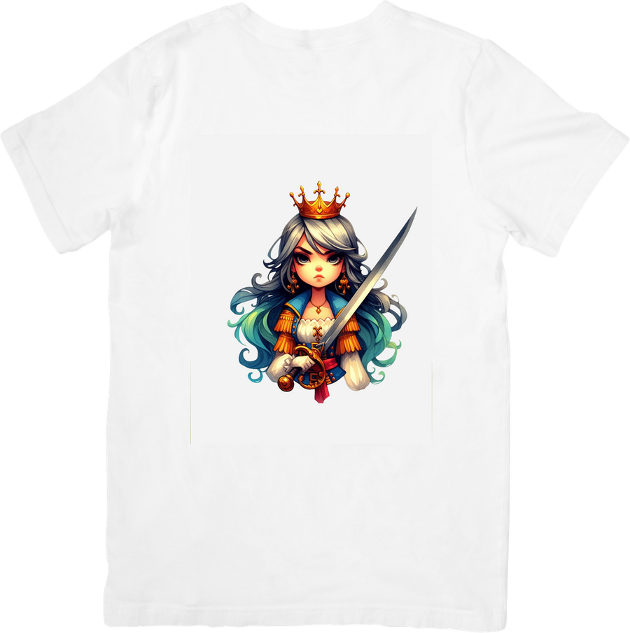 Warrior Queen T-Shirt | Fantasy Crowned Princess with Sword Graphic Tee | Anime Fantasy Gift