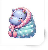 Thumbnail for Cute Sleepy Hippo Sticker | Kawaii Baby Hippo in Blanket Vinyl Decal | Nursery Kids Gift