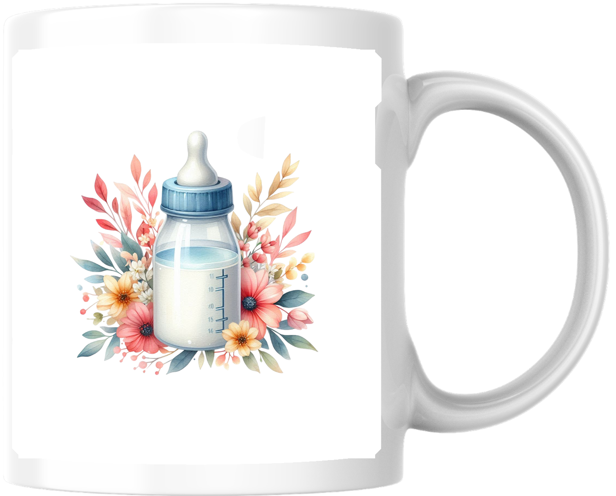 Floral Baby Bottle Mug | Watercolor New Baby Coffee Mug | Baby Shower Gift