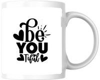 Thumbnail for Be-You-Tiful Typography Mug | Inspirational Hearts Coffee Mug | Self Love Gift
