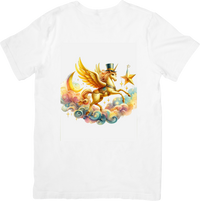 Thumbnail for Magical Pegasus Unicorn T-Shirt | Whimsical Golden Flying Horse Graphic Tee | Fantasy Kids Gift