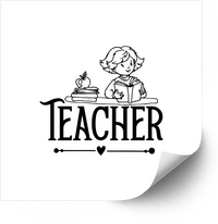 Thumbnail for Teacher Sticker | Vintage Classroom Reading Girl Vinyl Decal