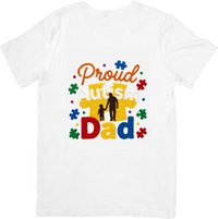 Thumbnail for Proud Autism Dad T-Shirt | Colorful Autism Awareness Puzzle Graphic Tee | Dad Gift